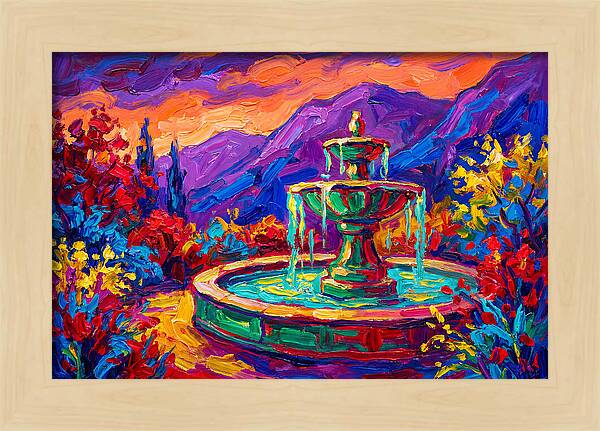 Fountain Amidst Vibrant Landscape