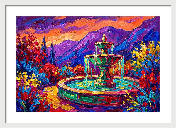 Fountain Amidst Vibrant Landscape