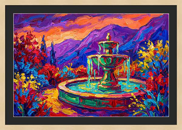 Fountain Amidst Vibrant Landscape