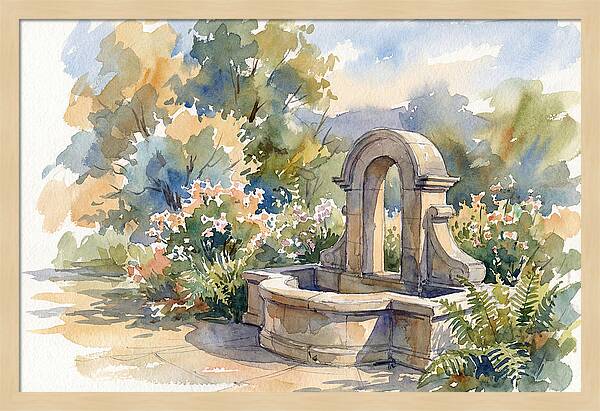 Fountain Surrounded By Blooms