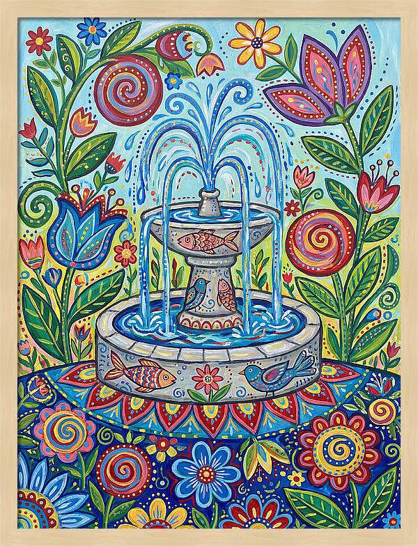Fountain Surrounded By Vibrant Flora