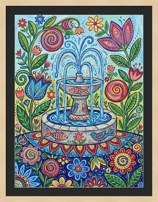 Fountain Surrounded By Vibrant Flora