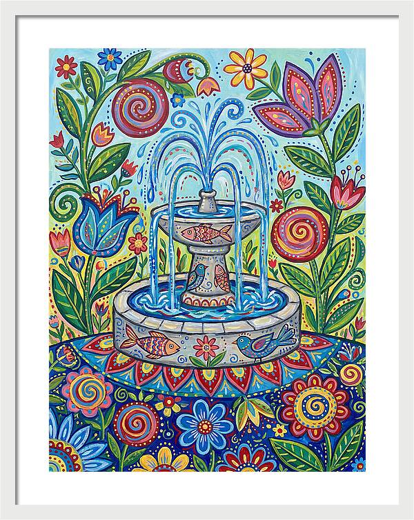 Fountain Surrounded By Vibrant Flora
