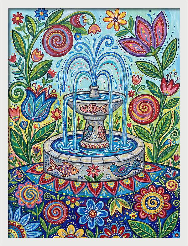 Fountain Surrounded By Vibrant Flora