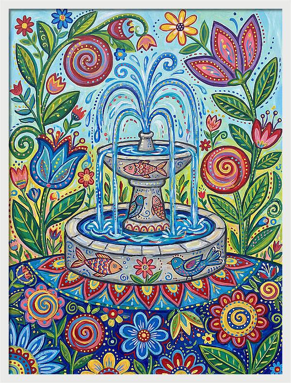 Fountain Surrounded By Vibrant Flora