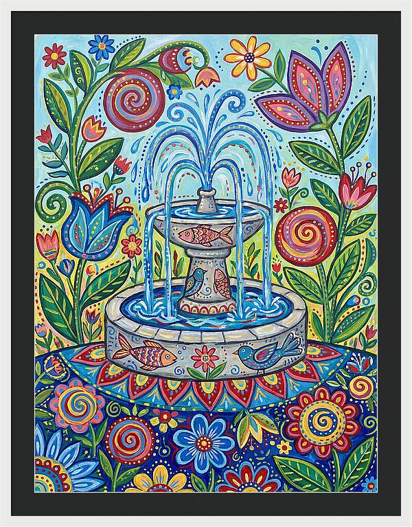 Fountain Surrounded By Vibrant Flora