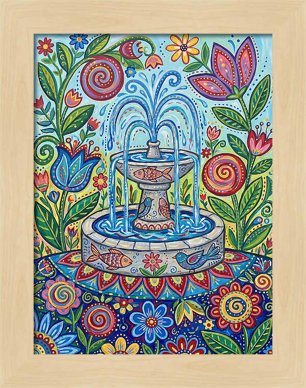 Fountain Surrounded By Vibrant Flora