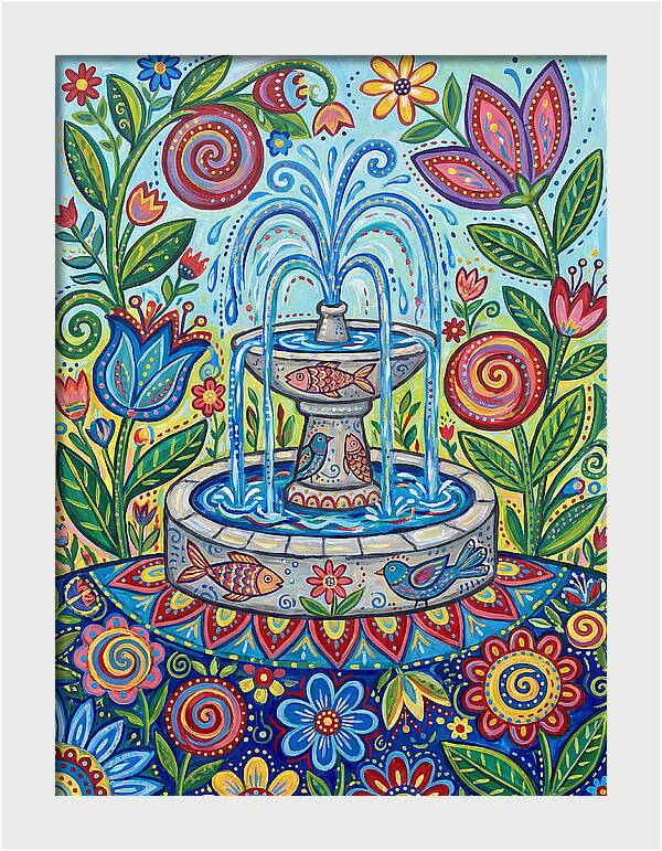Fountain Surrounded By Vibrant Flora