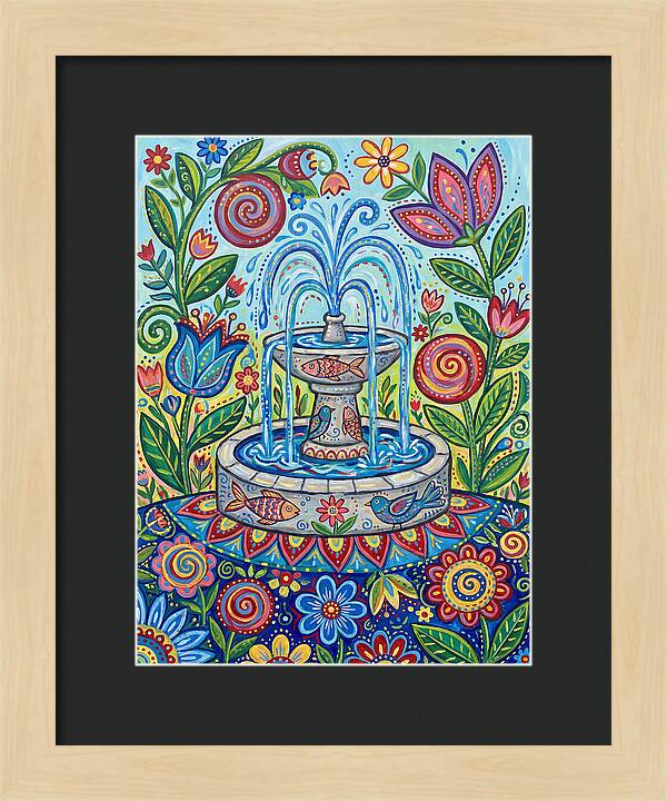 Fountain Surrounded By Vibrant Flora