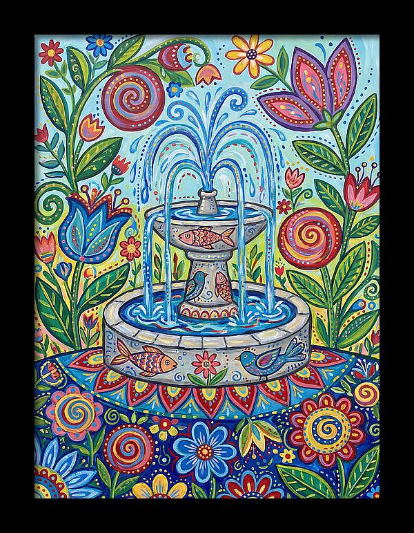 Fountain Surrounded By Vibrant Flora