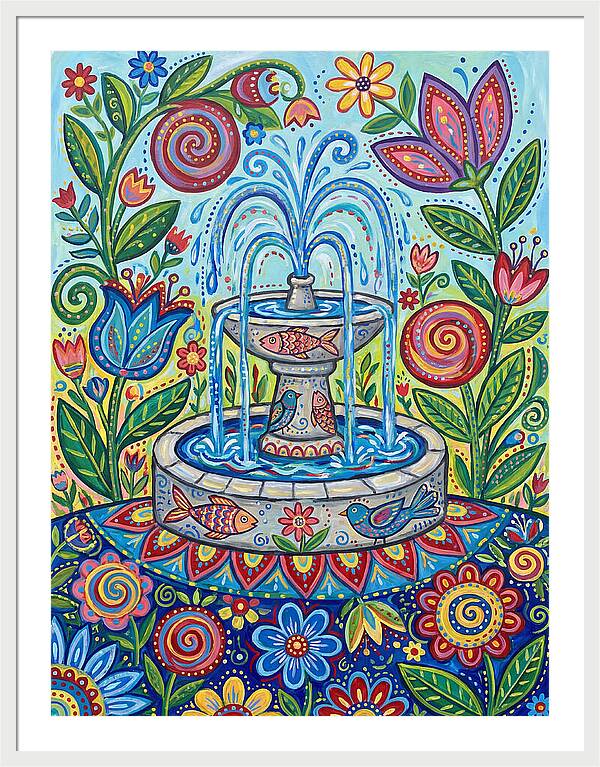 Fountain Surrounded By Vibrant Flora