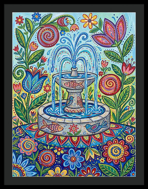 Fountain Surrounded By Vibrant Flora