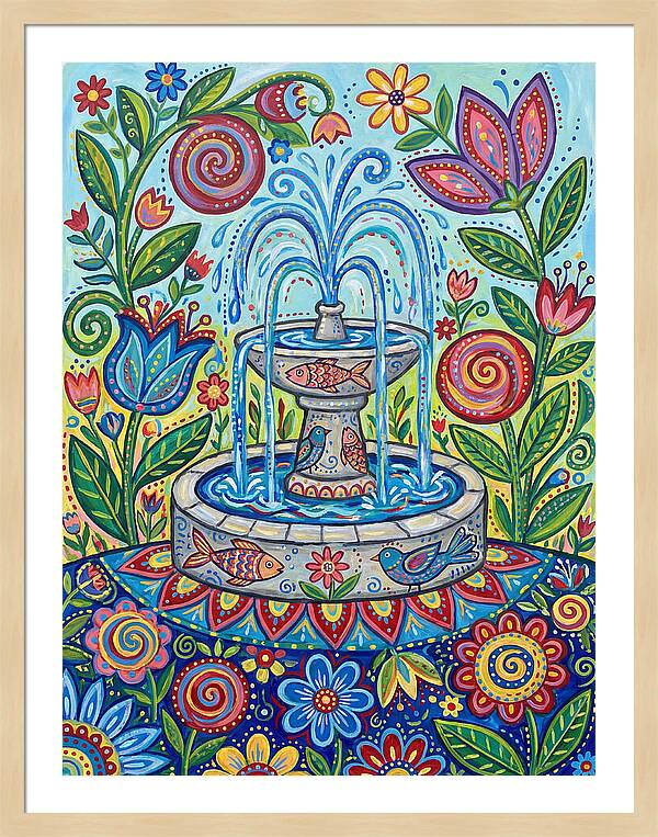 Fountain Surrounded By Vibrant Flora