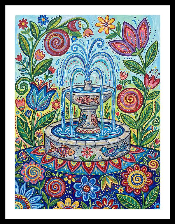 Fountain Surrounded By Vibrant Flora
