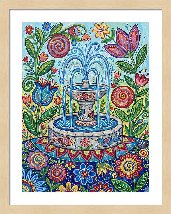 Fountain Surrounded By Vibrant Flora