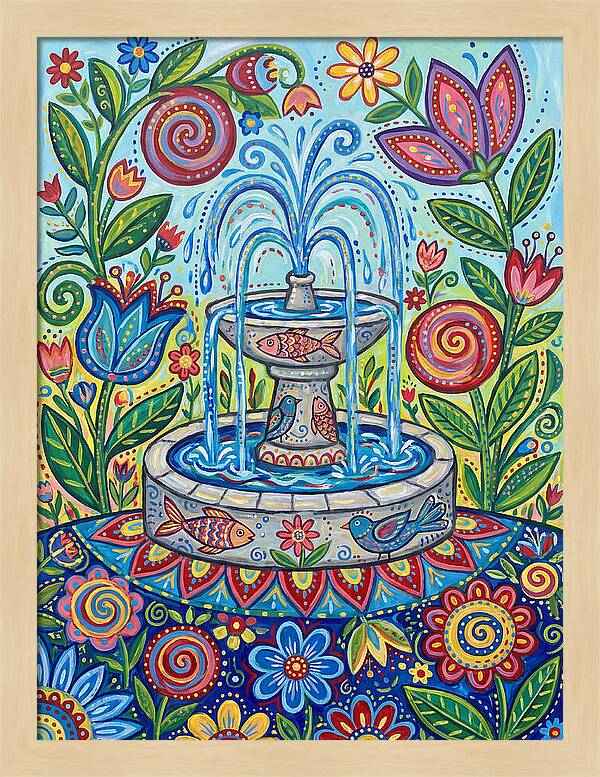 Fountain Surrounded By Vibrant Flora