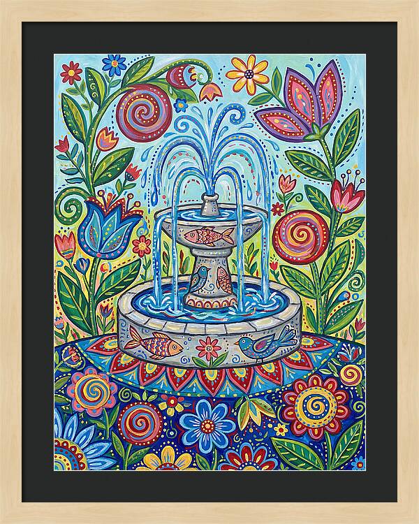 Fountain Surrounded By Vibrant Flora