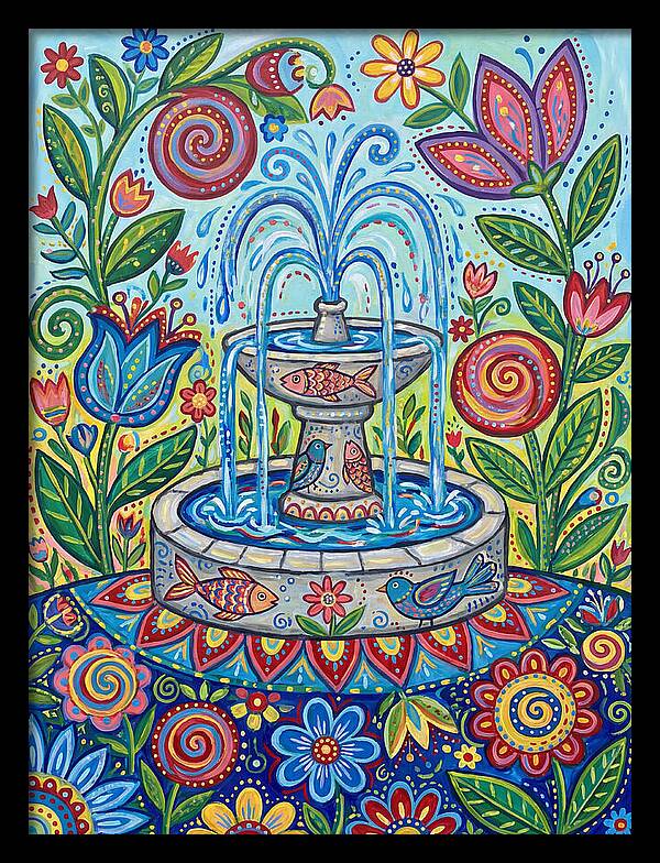Fountain Surrounded By Vibrant Flora