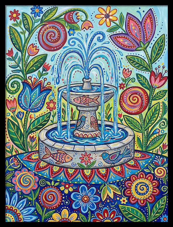 Fountain Surrounded By Vibrant Flora