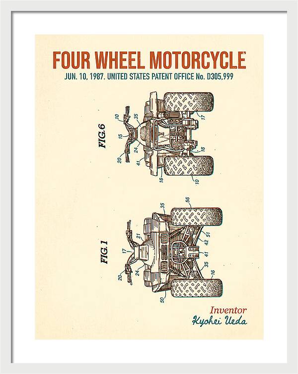 Four Wheel Motorcycle Atv Retro Patent Usd305999s