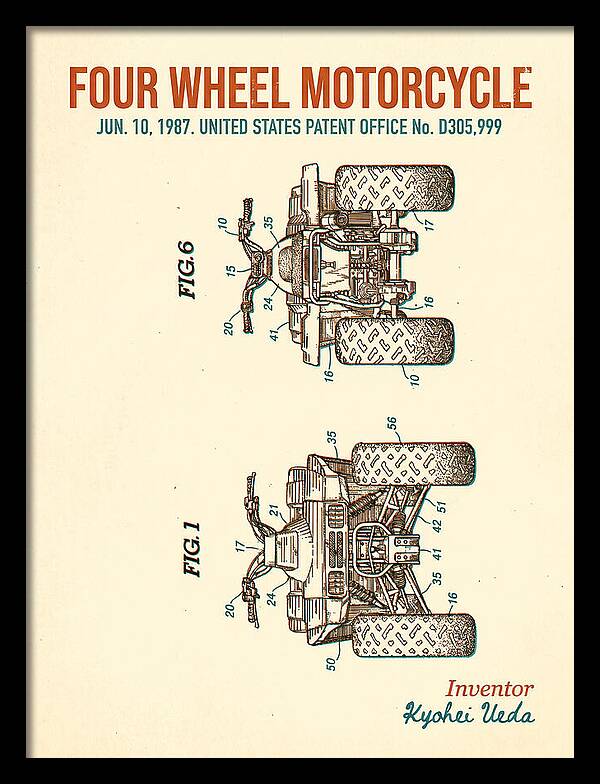 Four Wheel Motorcycle Atv Retro Patent Usd305999s