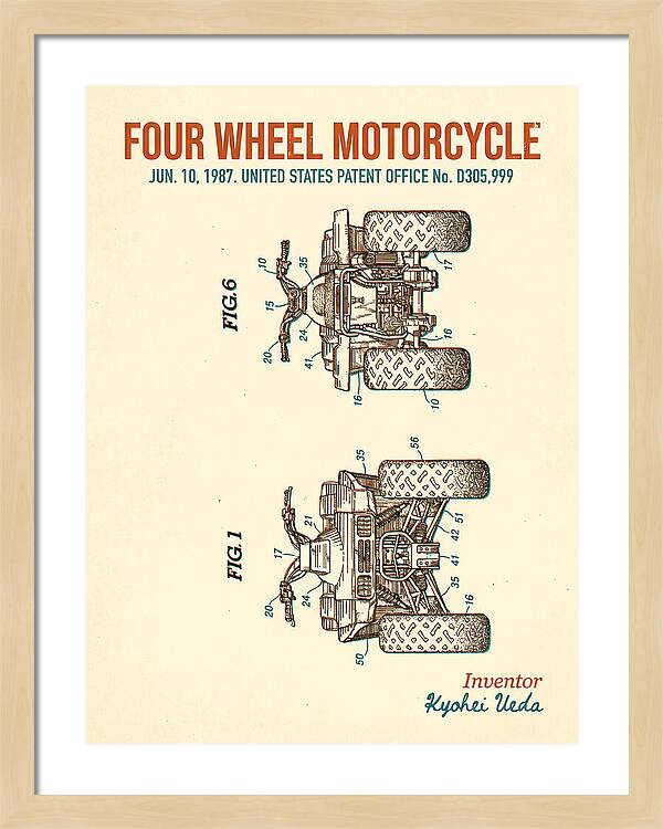Four Wheel Motorcycle Atv Retro Patent Usd305999s