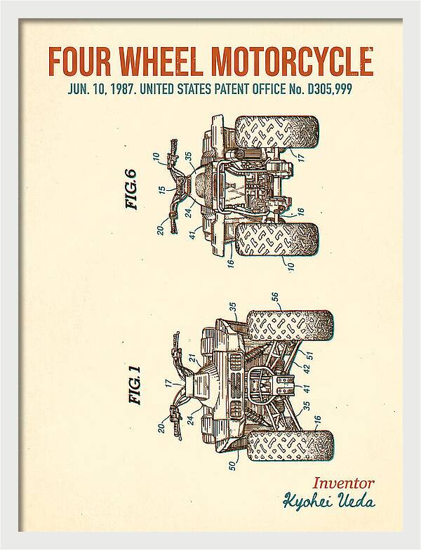 Four Wheel Motorcycle Atv Retro Patent Usd305999s