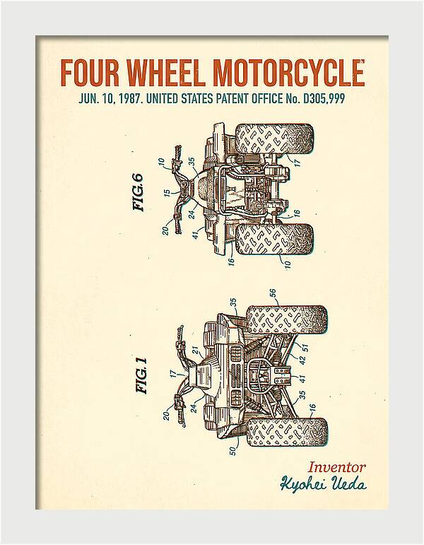 Four Wheel Motorcycle Atv Retro Patent Usd305999s