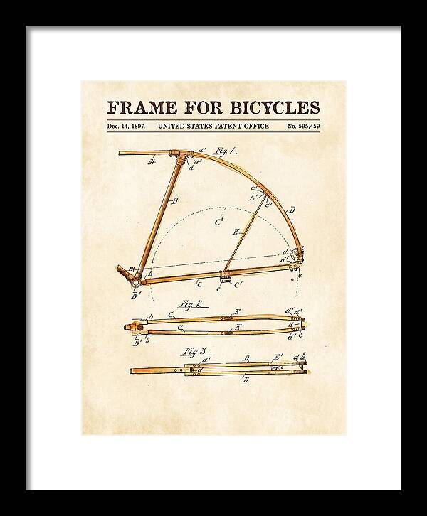 Frame For Bicycles Watercolor Patent Us595459a