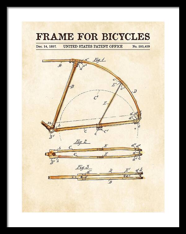 Frame For Bicycles Watercolor Patent Us595459a