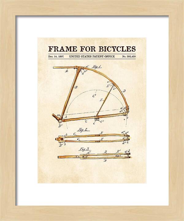 Frame For Bicycles Watercolor Patent Us595459a