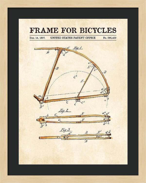 Frame For Bicycles Watercolor Patent Us595459a