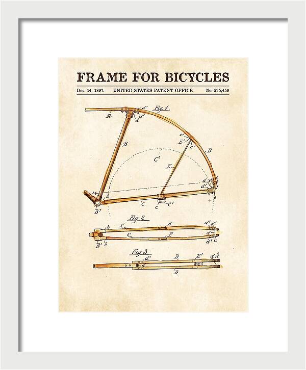Frame For Bicycles Watercolor Patent Us595459a