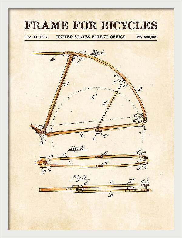 Frame For Bicycles Watercolor Patent Us595459a