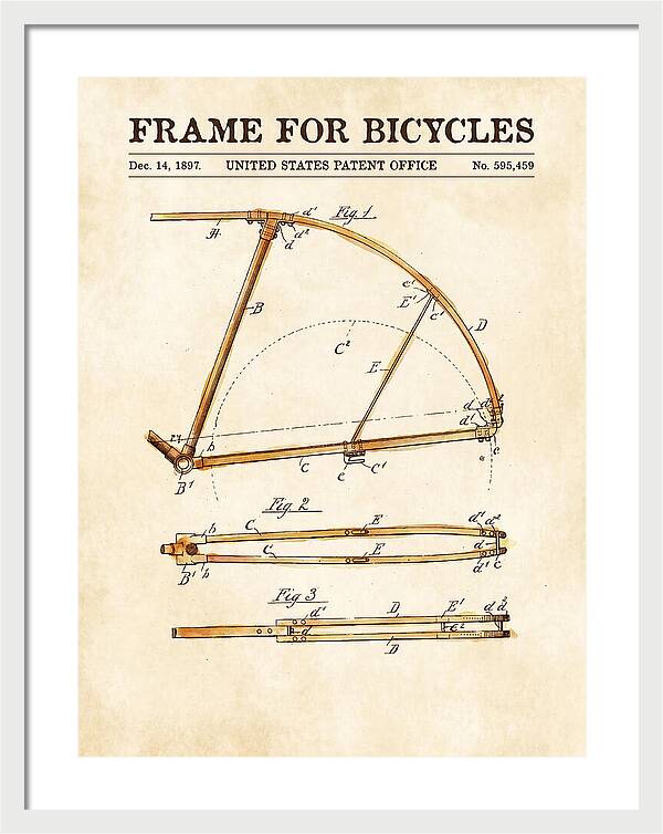 Frame For Bicycles Watercolor Patent Us595459a