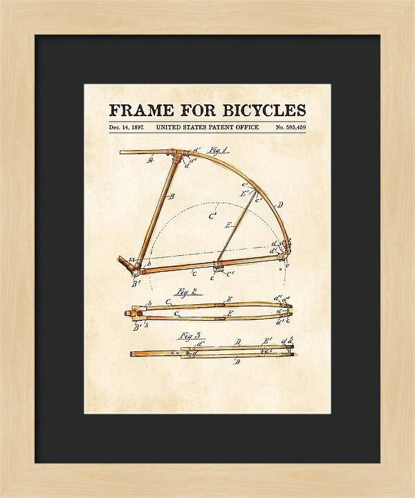 Frame For Bicycles Watercolor Patent Us595459a