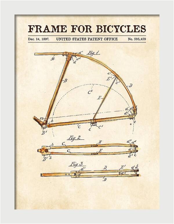 Frame For Bicycles Watercolor Patent Us595459a