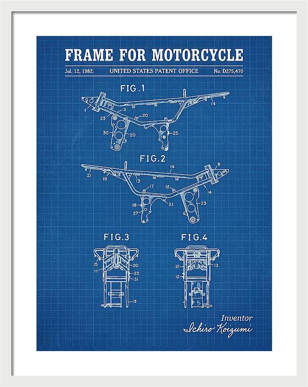Frame For Motorcycle Blueprint Patent Usd275470s