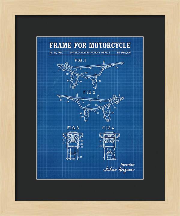 Frame For Motorcycle Blueprint Patent Usd275470s