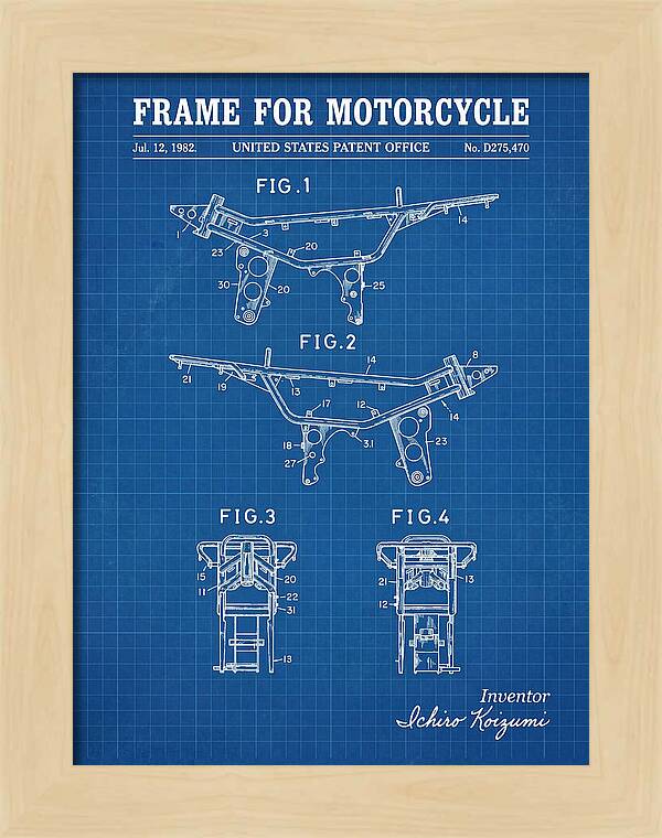 Frame For Motorcycle Blueprint Patent Usd275470s