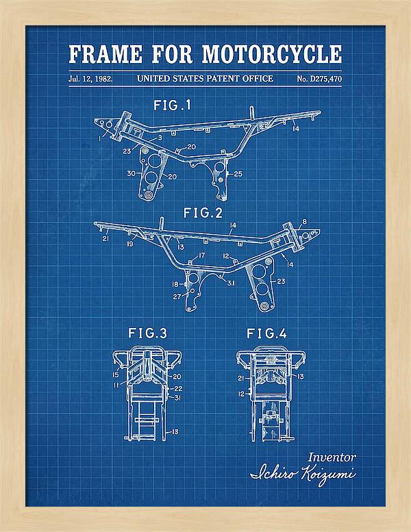 Frame For Motorcycle Blueprint Patent Usd275470s