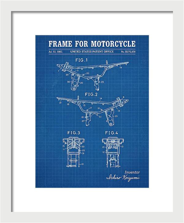Frame For Motorcycle Blueprint Patent Usd275470s
