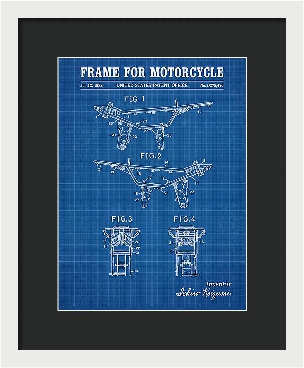 Frame For Motorcycle Blueprint Patent Usd275470s