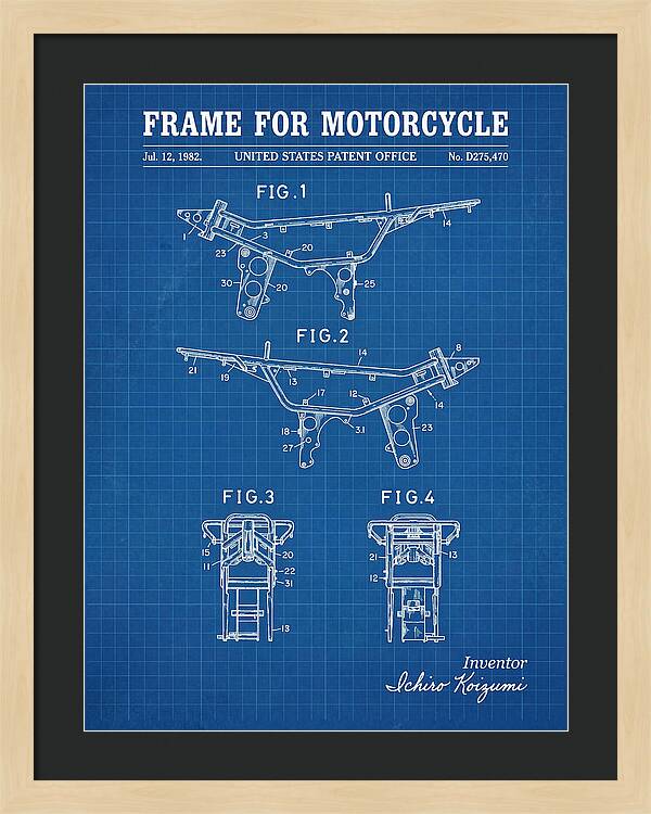 Frame For Motorcycle Blueprint Patent Usd275470s