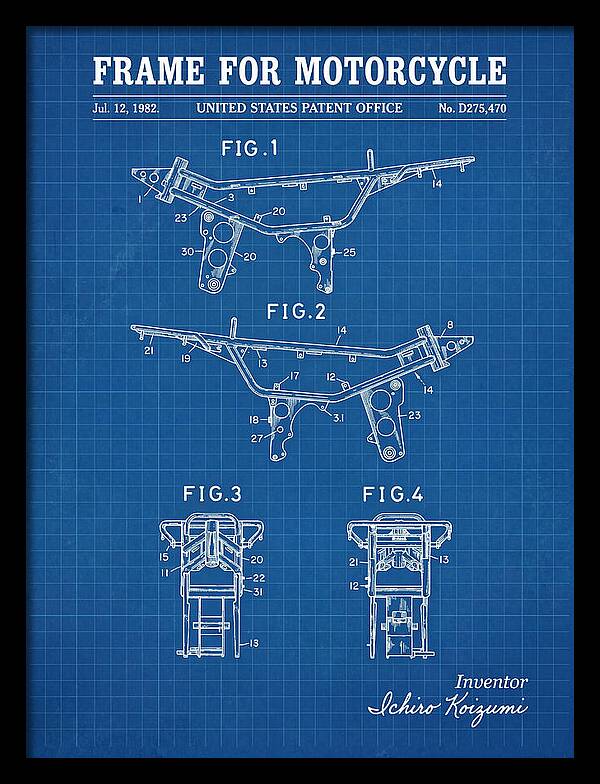 Frame For Motorcycle Blueprint Patent Usd275470s