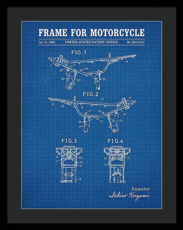 Frame For Motorcycle Blueprint Patent Usd275470s