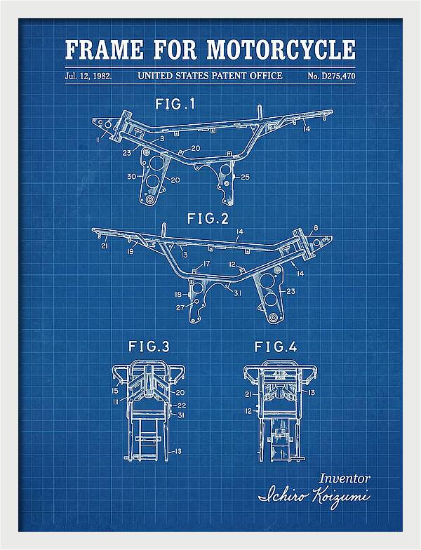 Frame For Motorcycle Blueprint Patent Usd275470s