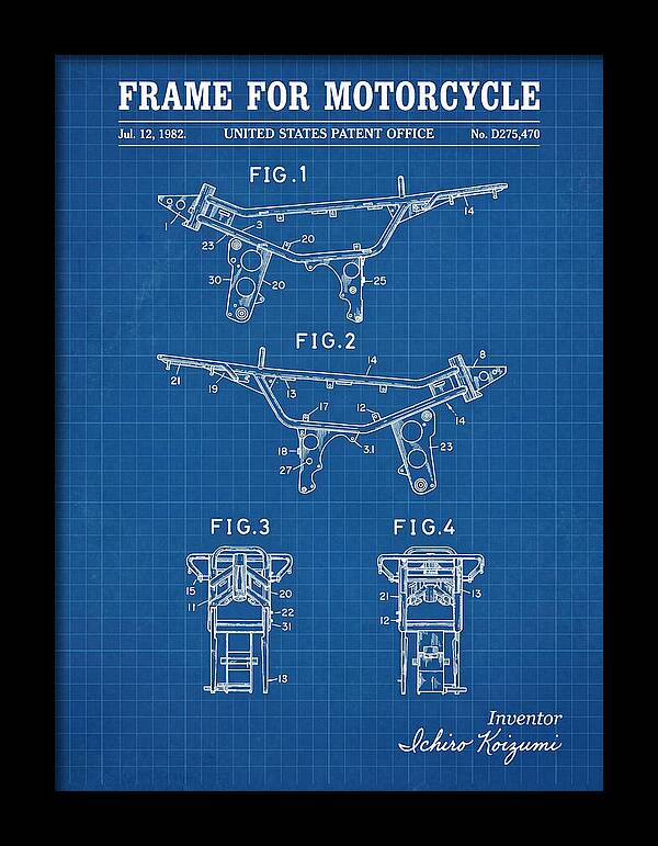 Frame For Motorcycle Blueprint Patent Usd275470s
