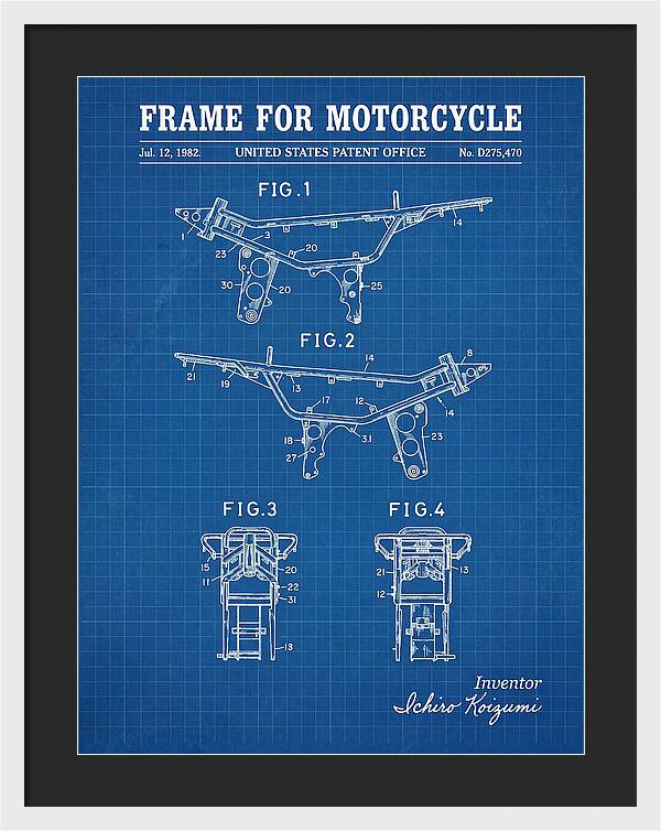 Frame For Motorcycle Blueprint Patent Usd275470s