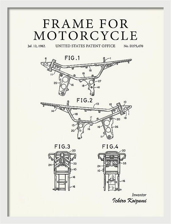 Frame For Motorcycle Minimalist Patent Usd275470s